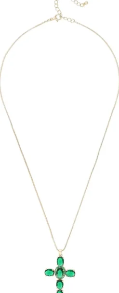 Bijou Brigitte Ketten Gold>Kette - Emerald Cross gold, grün