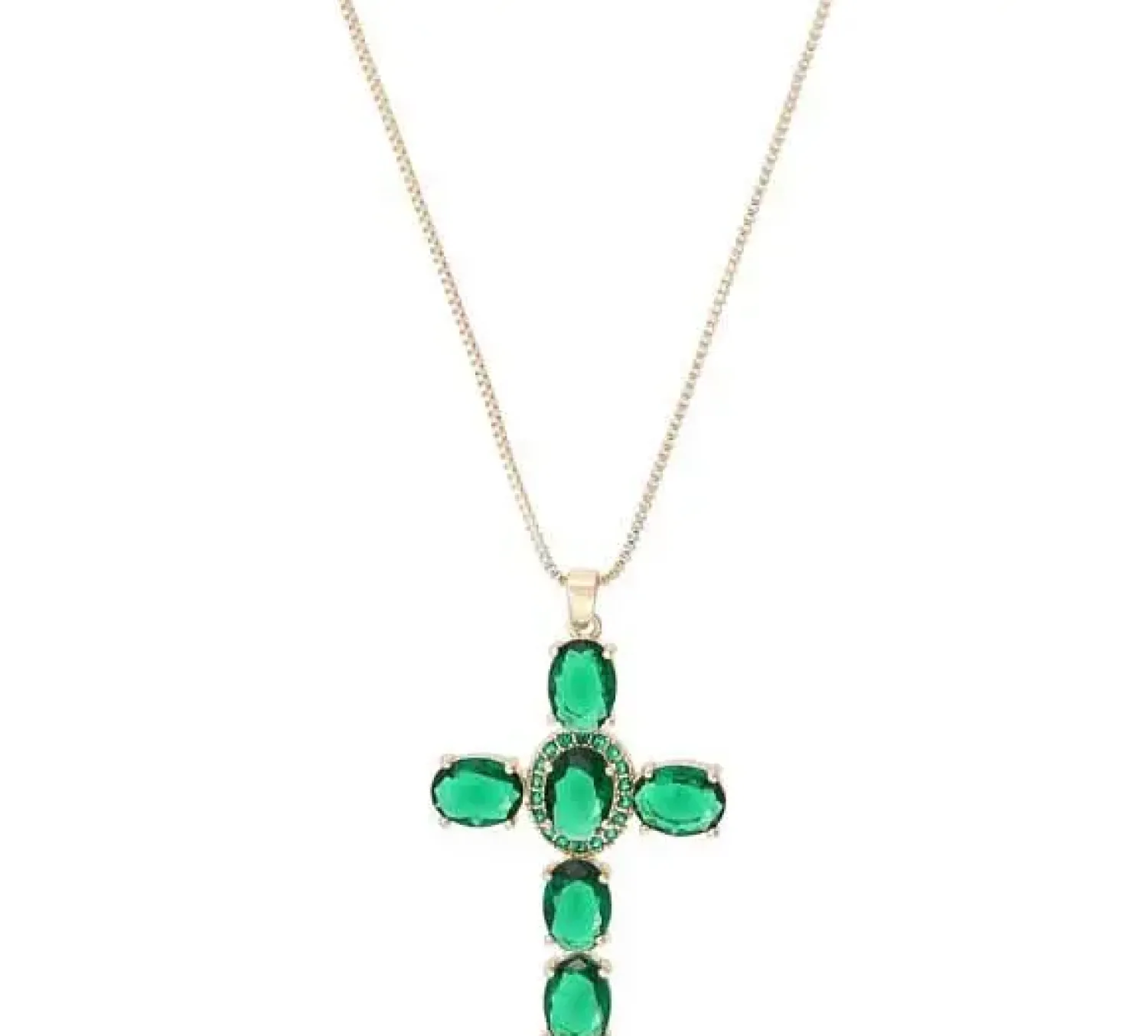 Bijou Brigitte Ketten Gold>Kette - Emerald Cross gold, grün