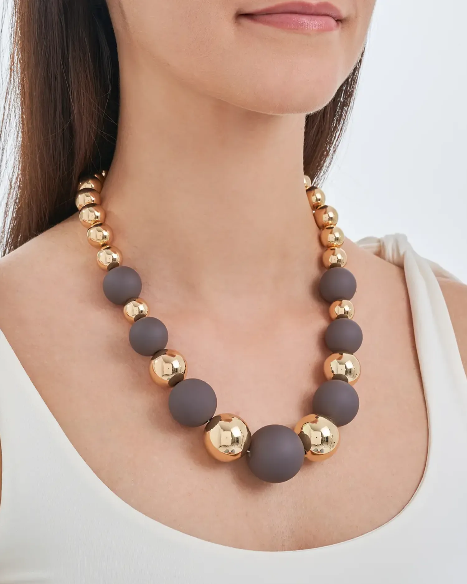 Bijou Brigitte Statement-Ketten|Ketten Gold>Kette - Enchanting Pearls braun, gold