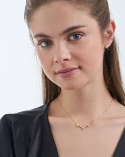 Bijou Brigitte Blumenschmuck|Silver Crystals>Kette - Floral Gleam gold