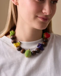 Bijou Brigitte Statement-Ketten|Bunter Schmuck>Kette - Fruity Wood braun, mehrfarbig