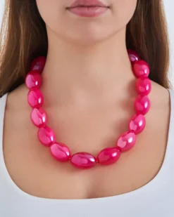 Bijou Brigitte Statement-Ketten>Kette - Fuchsia Marble pink