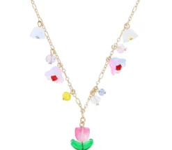 Bijou Brigitte Ketten Gold|Blumenschmuck>Kette - Glass Blossom gold, mehrfarbig
