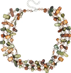 Bijou Brigitte Statement-Ketten|Muschelschmuck>Kette - Glossy Glass braun, grün, mehrfarbig