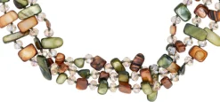 Bijou Brigitte Statement-Ketten|Muschelschmuck>Kette - Glossy Glass braun, grün, mehrfarbig