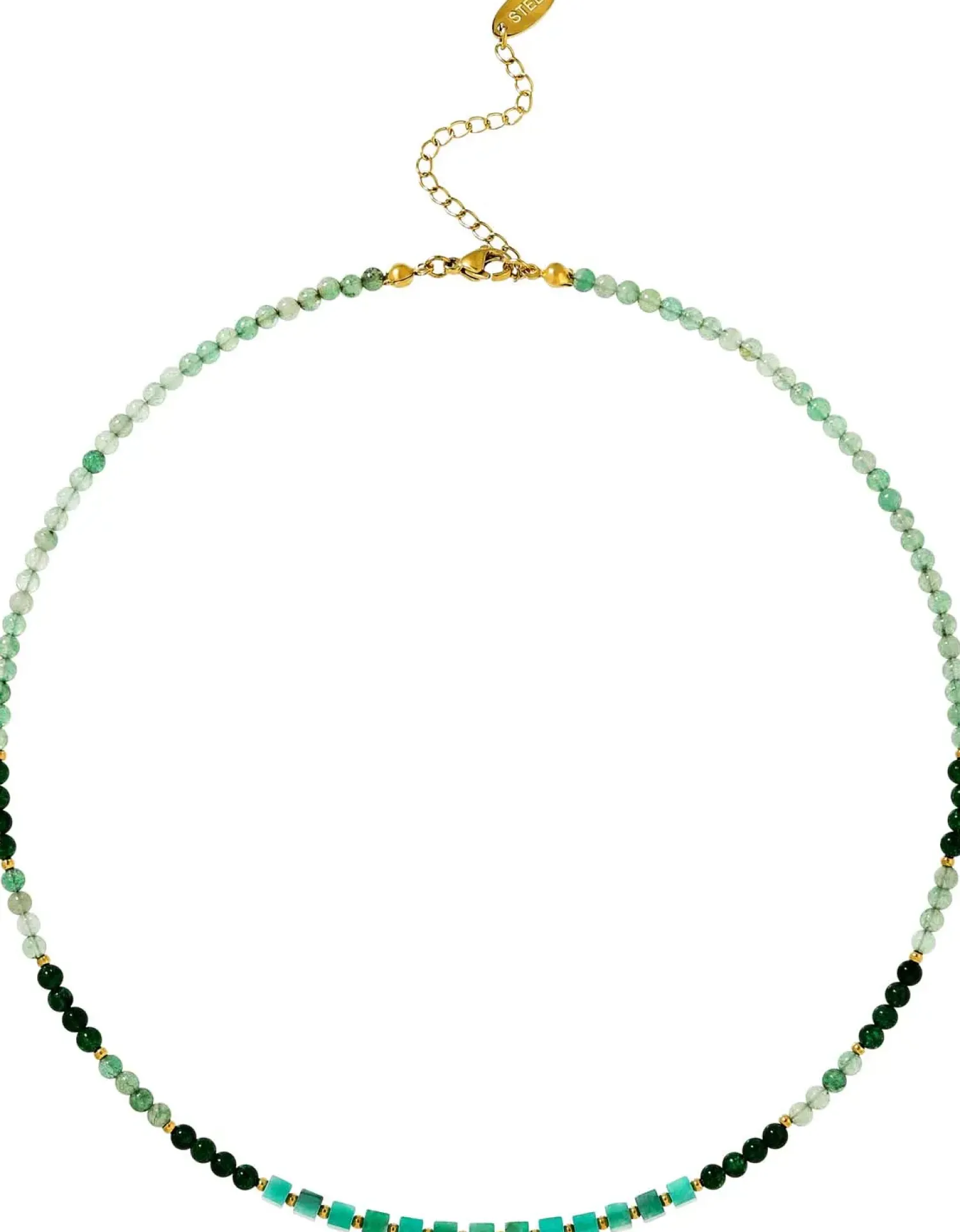 Bijou Brigitte Edelstahlketten|Boho-Schmuck>Kette - Green Jade grün