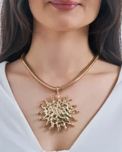 Bijou Brigitte Statement-Ketten|Boho-Schmuck>Kette - Hammered Sun gold