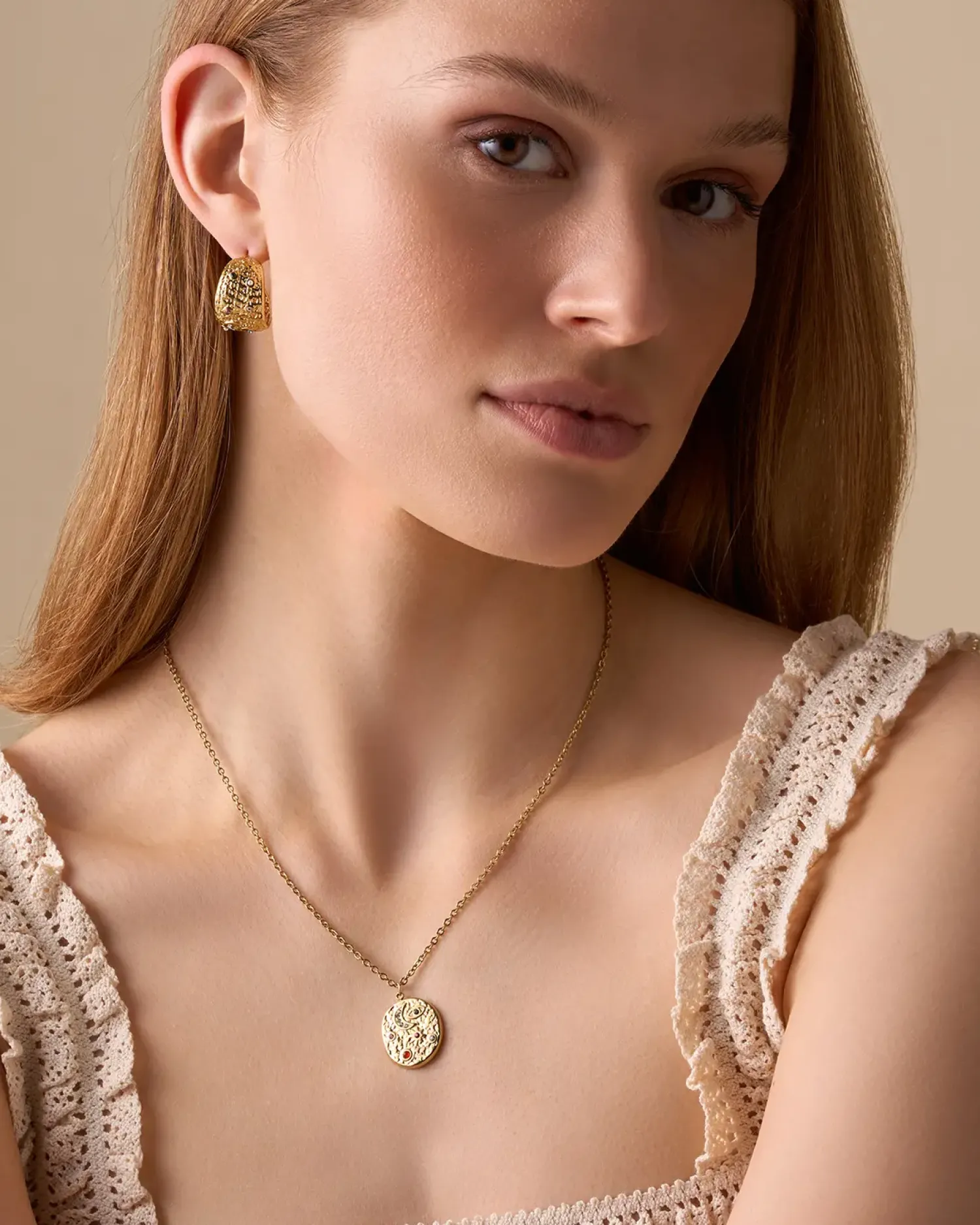 Bijou Brigitte Edelstahlketten|Wasserfester Schmuck>Kette - Hammered Vibe gold