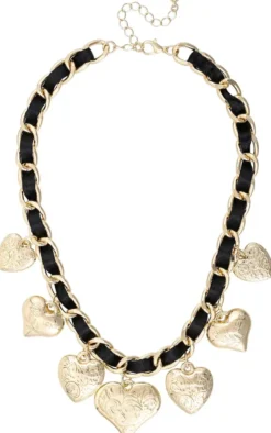 Bijou Brigitte Statement-Ketten|Ketten Gold>Kette - Heart Pendants schwarz, gold