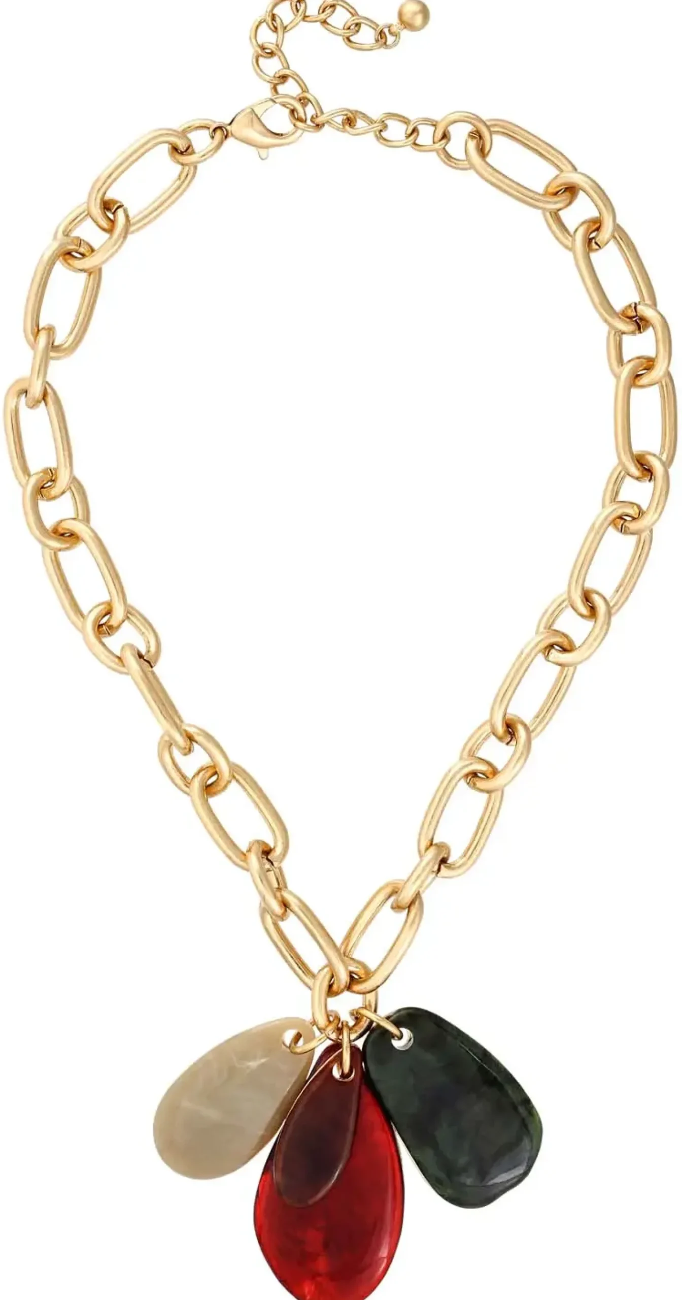 Bijou Brigitte Statement-Ketten|Ketten Gold>Kette - Hot Stones beige, gold, grün, rot