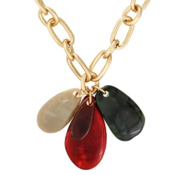 Bijou Brigitte Statement-Ketten|Ketten Gold>Kette - Hot Stones beige, gold, grün, rot