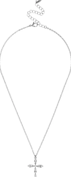 Bijou Brigitte Edelstahlketten|Wasserfester Schmuck>Kette – Iced Cross silber