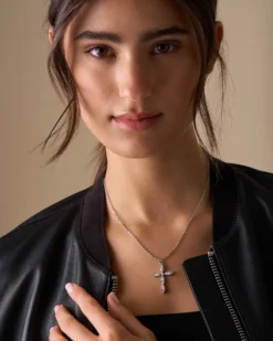 Bijou Brigitte Edelstahlketten|Wasserfester Schmuck>Kette – Iced Cross silber