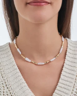 Bijou Brigitte Ketten Gold>Kette - Ivory Beam gold, weiß