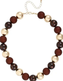 Bijou Brigitte Statement-Ketten|Leo-Schmuck>Kette - Leo Beads braun