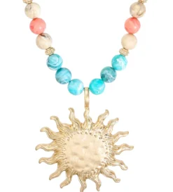 Bijou Brigitte Ketten Gold>Kette - Marble Sun türkis, gold