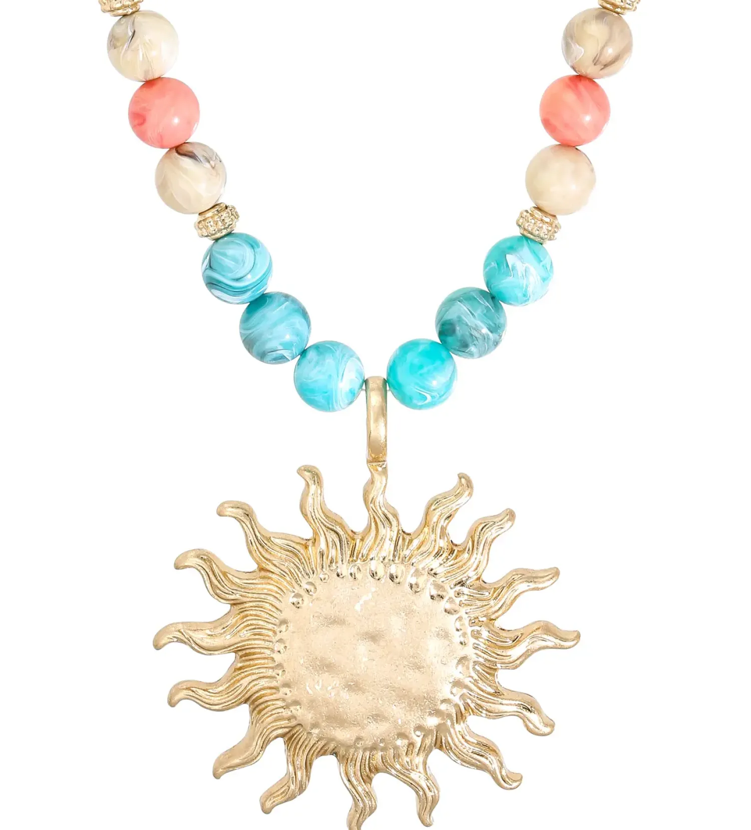 Bijou Brigitte Ketten Gold>Kette - Marble Sun türkis, gold