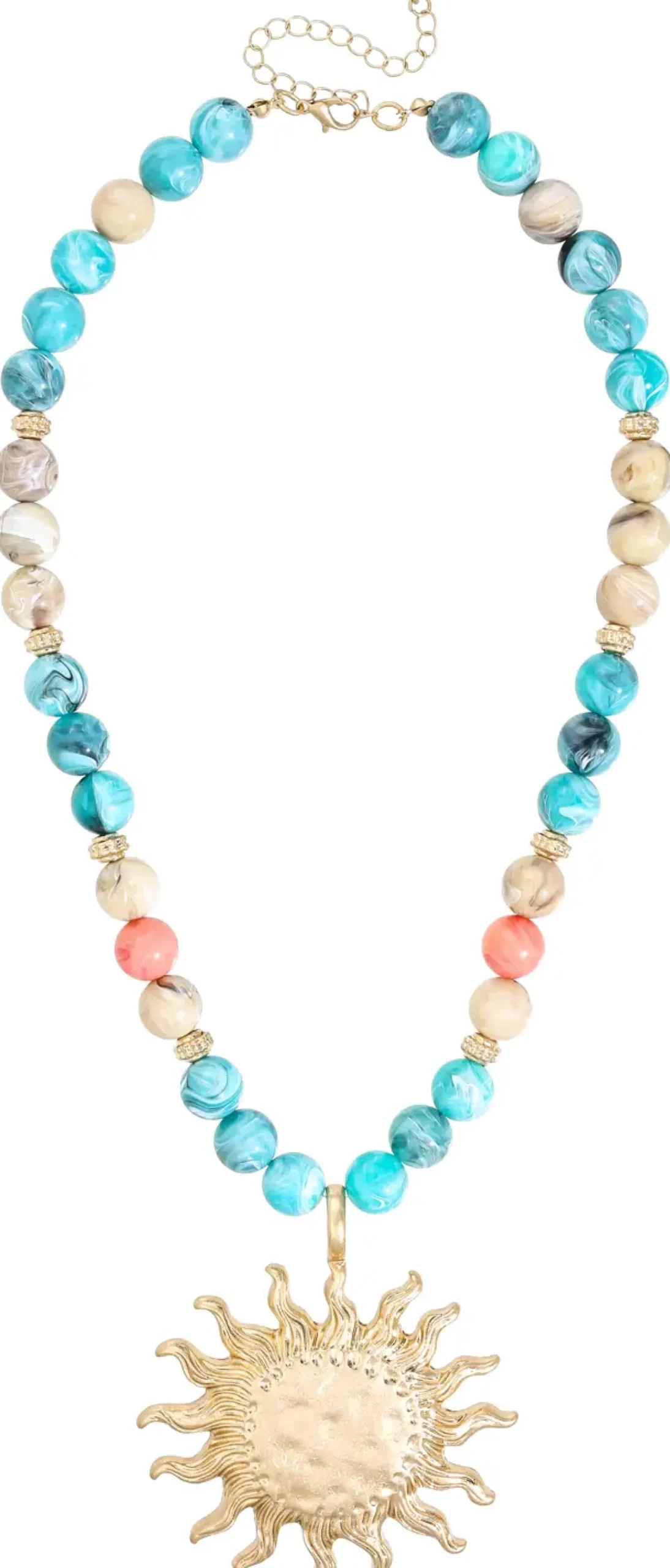 Bijou Brigitte Ketten Gold>Kette - Marble Sun türkis, gold