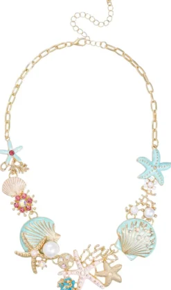 Bijou Brigitte Statement-Ketten|Muschelschmuck>Kette - Maritime Sparkle gold, mehrfarbig