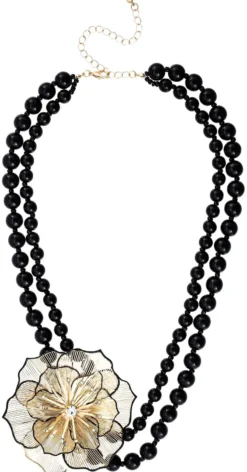 Bijou Brigitte Statement-Ketten|Blumenschmuck>Kette - Midnight Flower schwarz