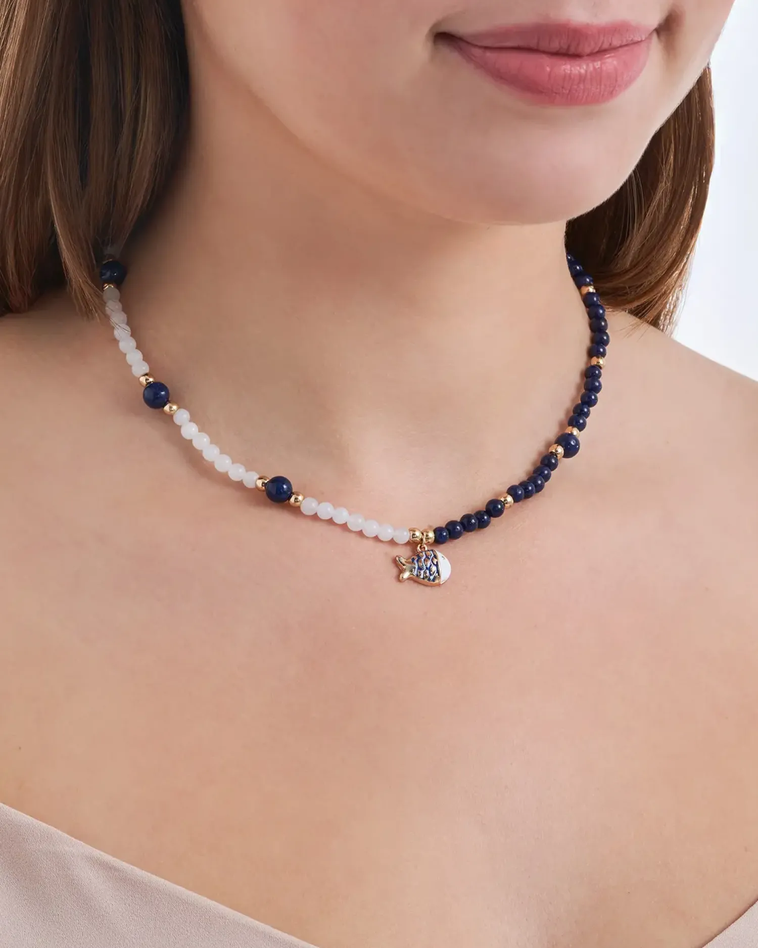 Bijou Brigitte Maritimer Schmuck>Kette - Midnight Ocean weiß, blau