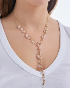 Bijou Brigitte Ketten Gold>Kette - Nature Quartz rosa, gold
