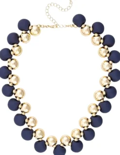 Bijou Brigitte Statement-Ketten|Ketten Gold>Kette - Navy Pearls gold, blau