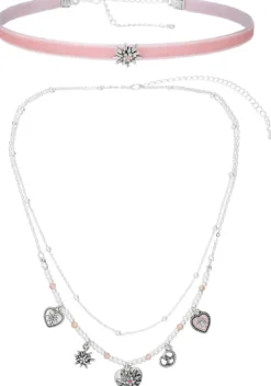 Bijou Brigitte Layering-Ketten|Choker>Ketten-Set - Alpine Romance rosa, silber