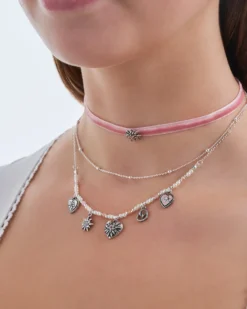 Bijou Brigitte Layering-Ketten|Choker>Ketten-Set - Alpine Romance rosa, silber