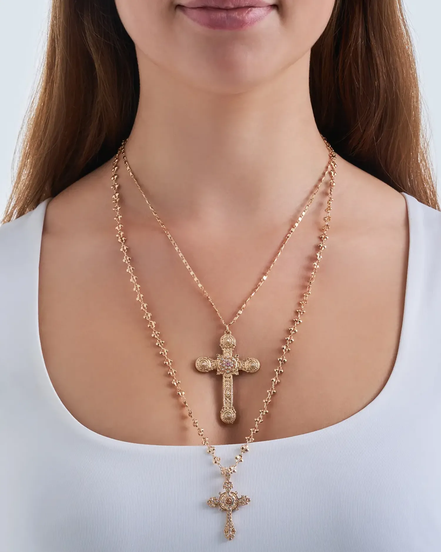 Bijou Brigitte Ketten Gold>Ketten-Set - Cross Duo gold