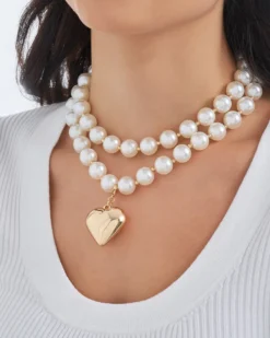 Bijou Brigitte Perlenschmuck|Perlenketten>Ketten-Set - Golden Heart weiß
