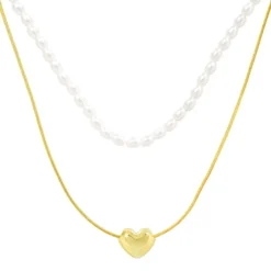 Bijou Brigitte Perlenschmuck|Perlenketten>Ketten-Set - Puffy Pearl gold, weiß