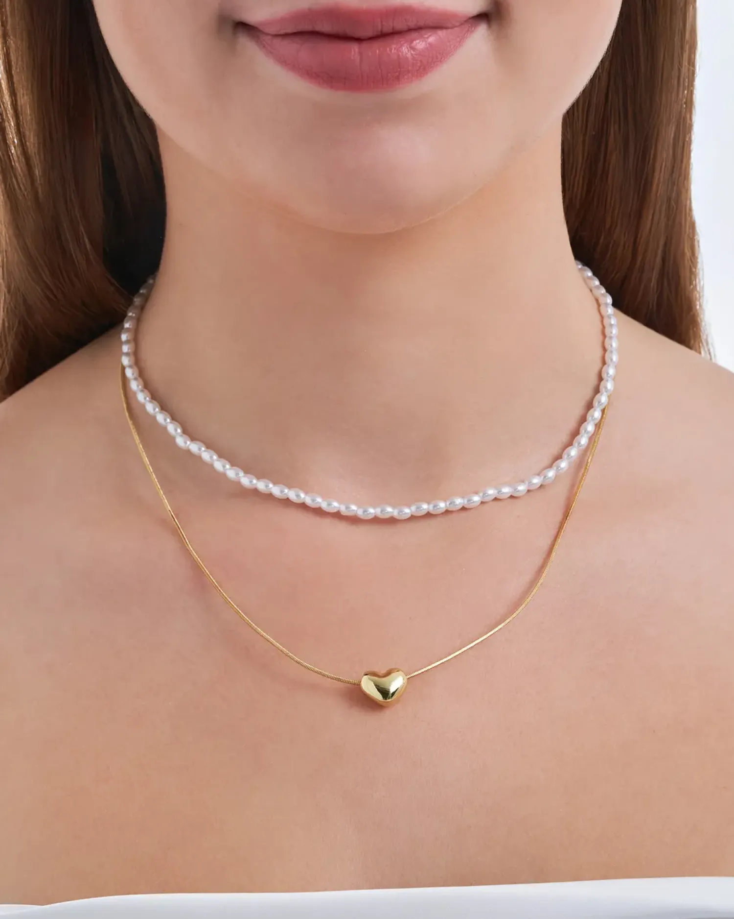 Bijou Brigitte Perlenschmuck|Perlenketten>Ketten-Set - Puffy Pearl gold, weiß
