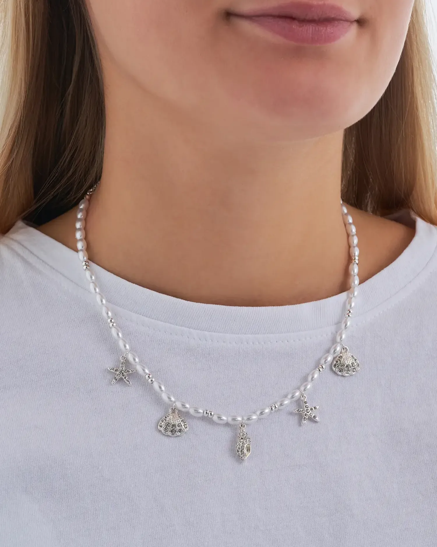 Bijou Brigitte Perlenschmuck|Perlenketten>Kette - Pearl Shells weiß, silber