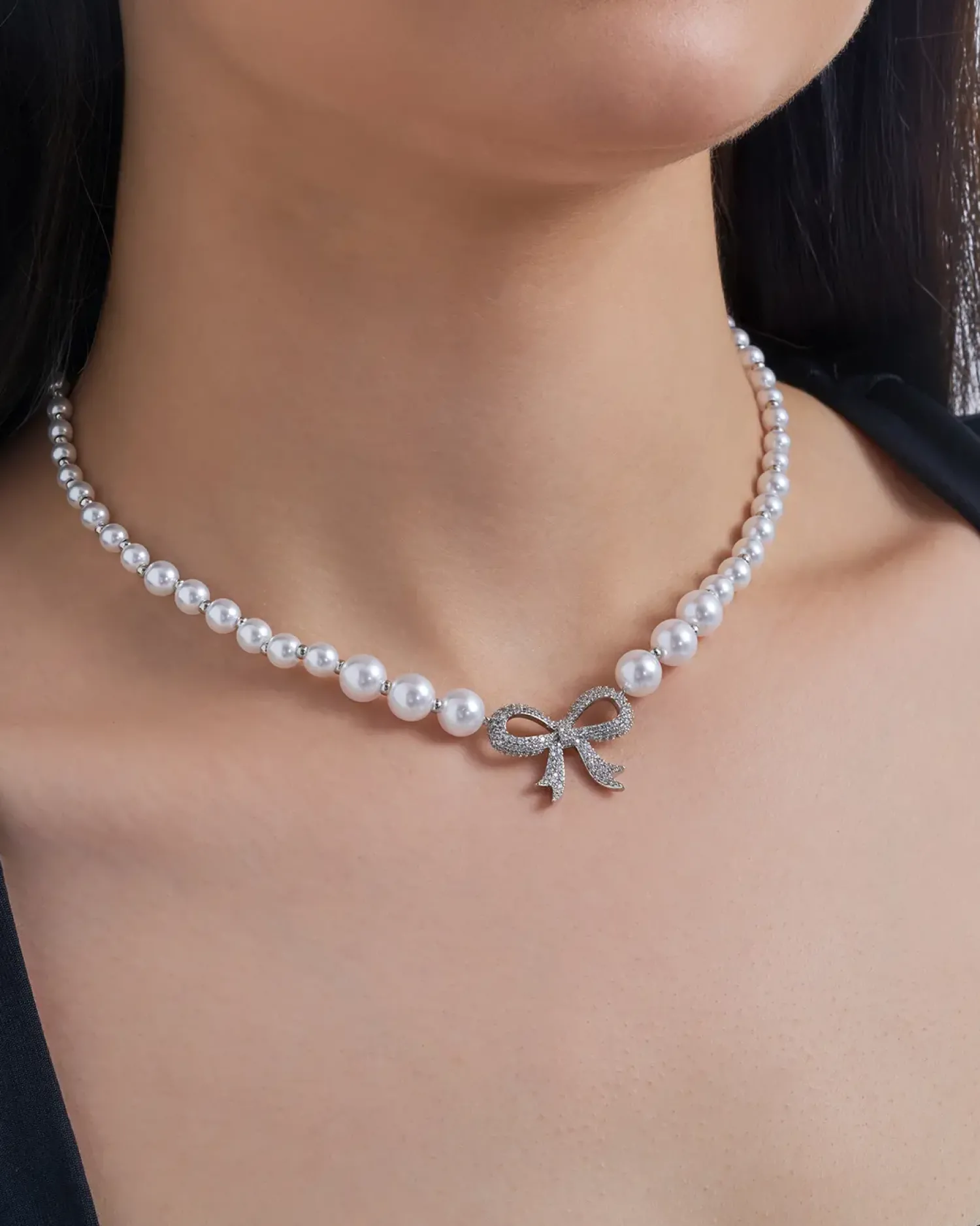 Bijou Brigitte Perlenketten>Kette - Pearly Bow weiß, silber