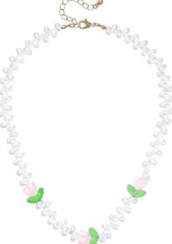 Bijou Brigitte Blumenschmuck>Kette - Pearly Tulip weiß