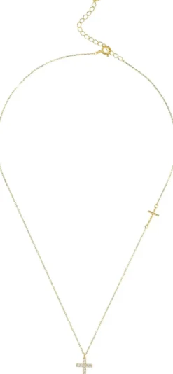 Bijou Brigitte Silver Crystals|Ketten Gold>Kette - Petite Cross gold