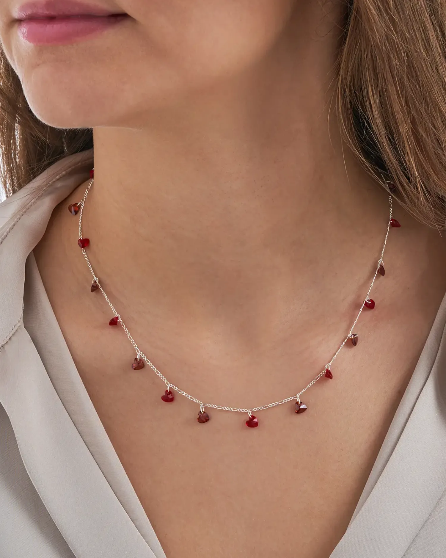 Bijou Brigitte Für Bestimmte Personen|Ketten 925Er Silber>Kette - Red Hearts rot, silber