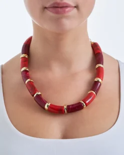 Bijou Brigitte Statement-Ketten>Kette - Red Marble burgundy, rot