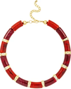 Bijou Brigitte Statement-Ketten>Kette - Red Marble burgundy, rot