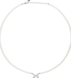 Bijou Brigitte Silver Crystals|Perlenschmuck>Kette - Ribbon Pearls weiß, silber