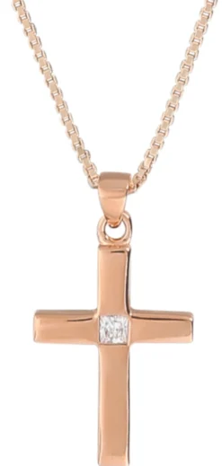 Bijou Brigitte Ketten 925Er Silber|Silver Crystals>Kette - Rosé Cross Pendant roségold
