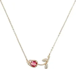 Bijou Brigitte Ketten Gold|Blumenschmuck>Kette - Ruby Tulip gold, rot