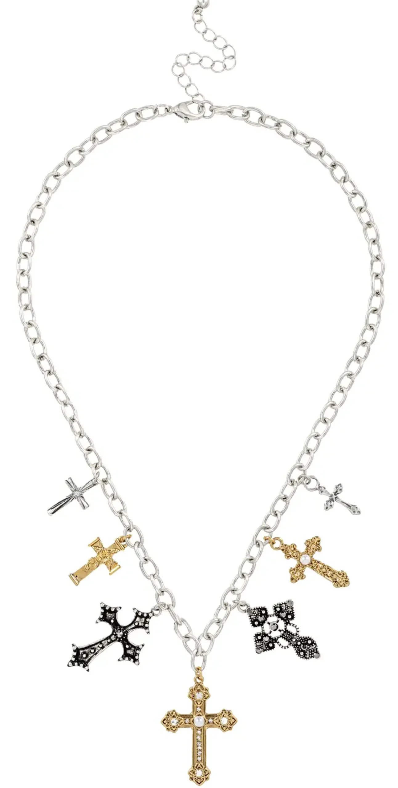 Bijou Brigitte Ketten Gold>Kette - Sacred Crosses schwarz, gold, silber