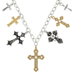 Bijou Brigitte Ketten Gold>Kette - Sacred Crosses schwarz, gold, silber