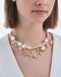Bijou Brigitte Perlenschmuck|Statement-Ketten>Kette - Sea Animals gold, weiß