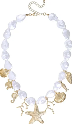 Bijou Brigitte Perlenschmuck|Statement-Ketten>Kette - Sea Animals gold, weiß