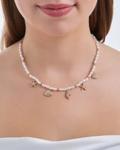 Bijou Brigitte Perlenschmuck|Perlenketten>Kette - Shell Pendants gold, weiß