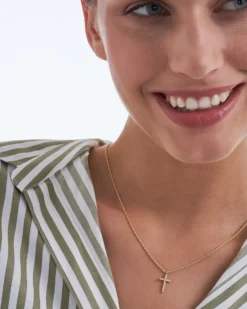 Bijou Brigitte Silver Crystals|Ketten Gold>Kette - Twisted Cross gold