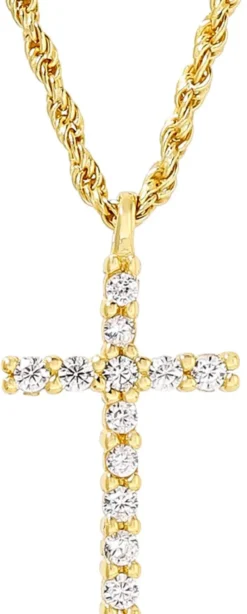 Bijou Brigitte Silver Crystals|Ketten Gold>Kette - Twisted Cross gold